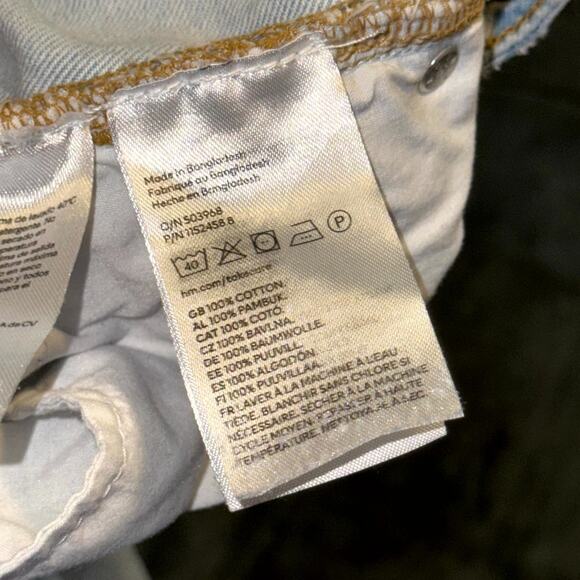 & Denim Loose & Baggy Fit Jeans Womens 14 Blue Denim Cotton Mid Waist Frayed Hem - Picture 9 of 9